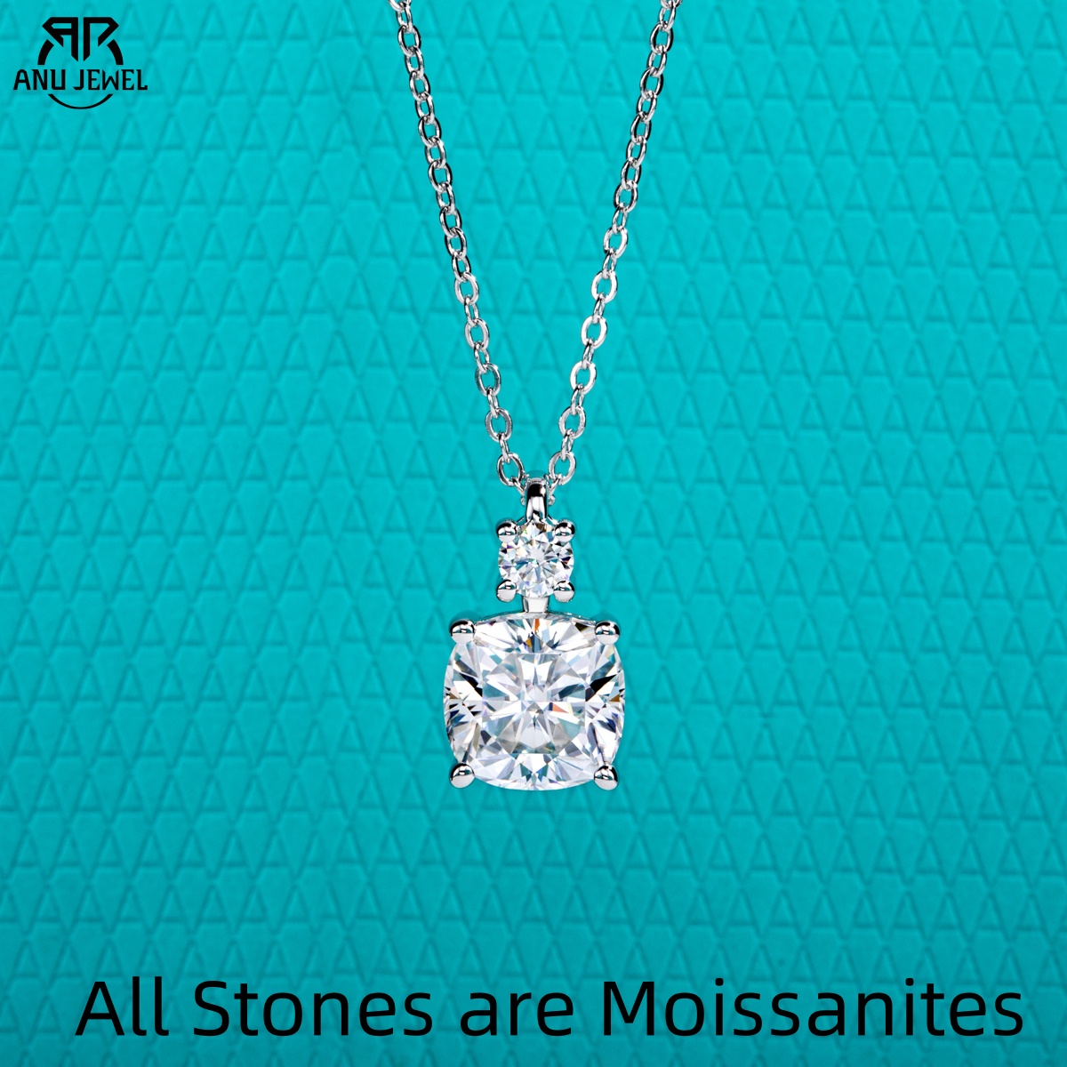 Ansi Chain - AnuJewel 2ct/2.5ct Cushion Cut Moissanite Pendant