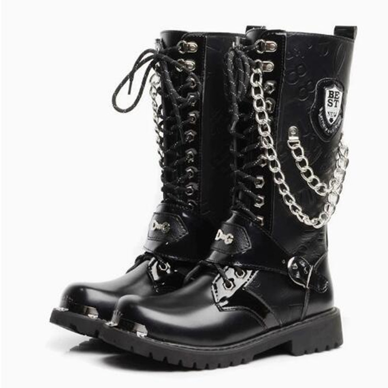 Luxury Men Motorcycle Boots Mi - Steel Chain review and price