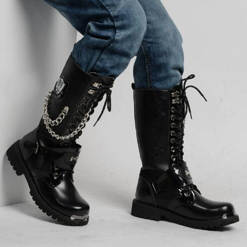Men Fashion Motorcycle Boots M - Steel Chain review and price